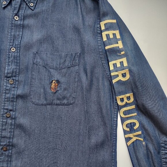 Pendleton Rodeo Wear Denim Shirt Western Horse Button Up  Large-Long - Picture 8 of 8